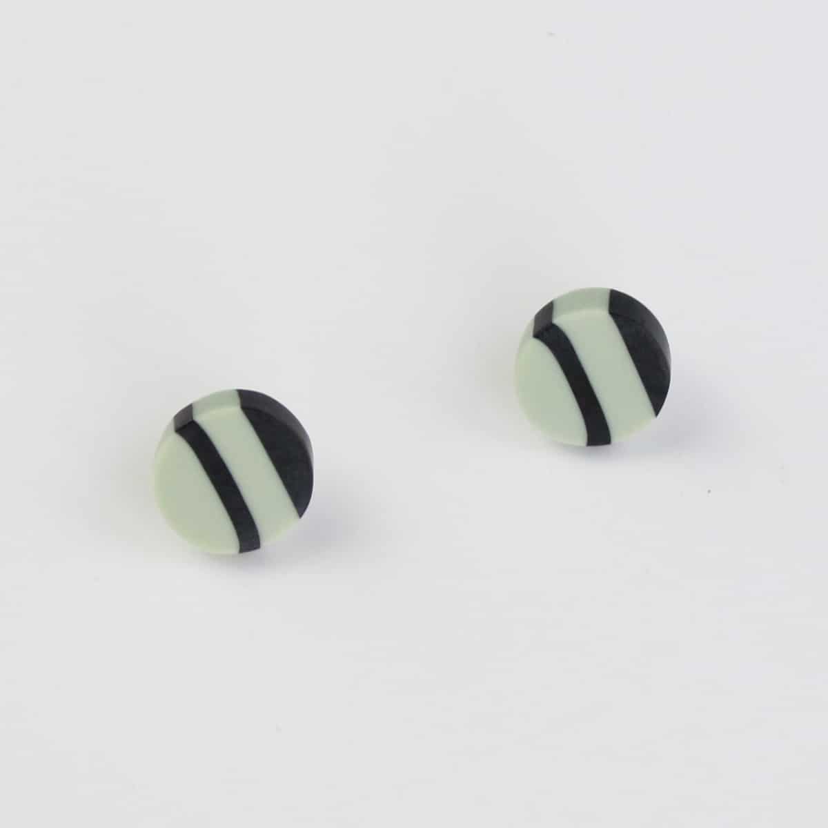 Mint and Black Striped Post - Sylca Designs - Chunky Jewelry