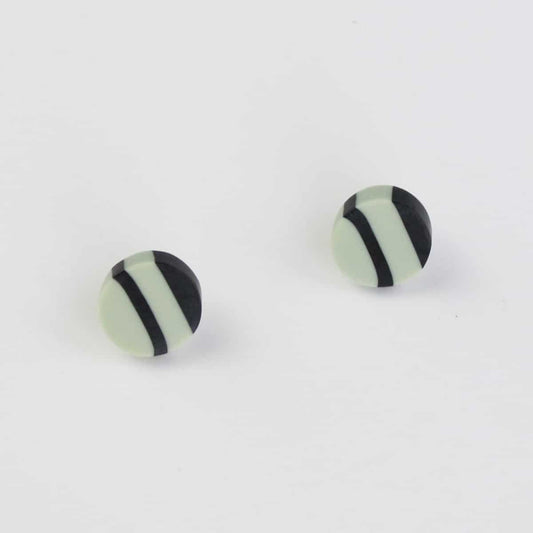 Mint and Black Striped Post - Sylca Designs - Chunky Jewelry