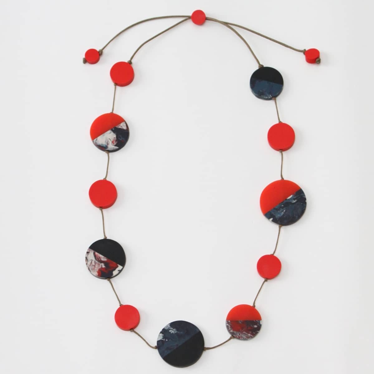 Red and Navy Resin Necklace