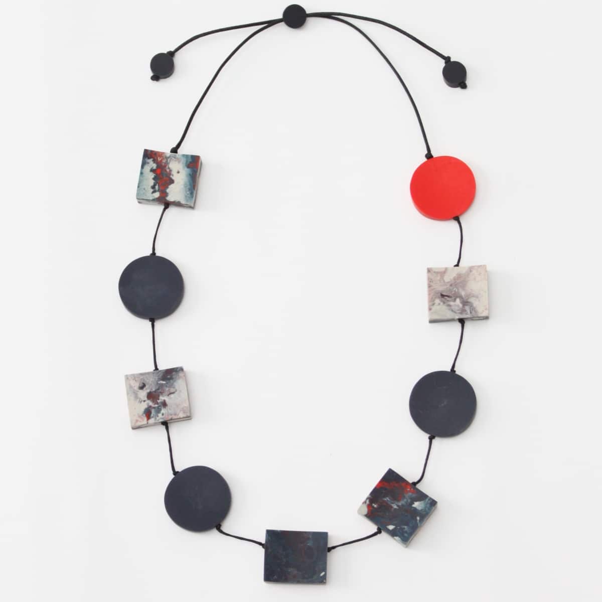 Red and Navy Resin Necklace