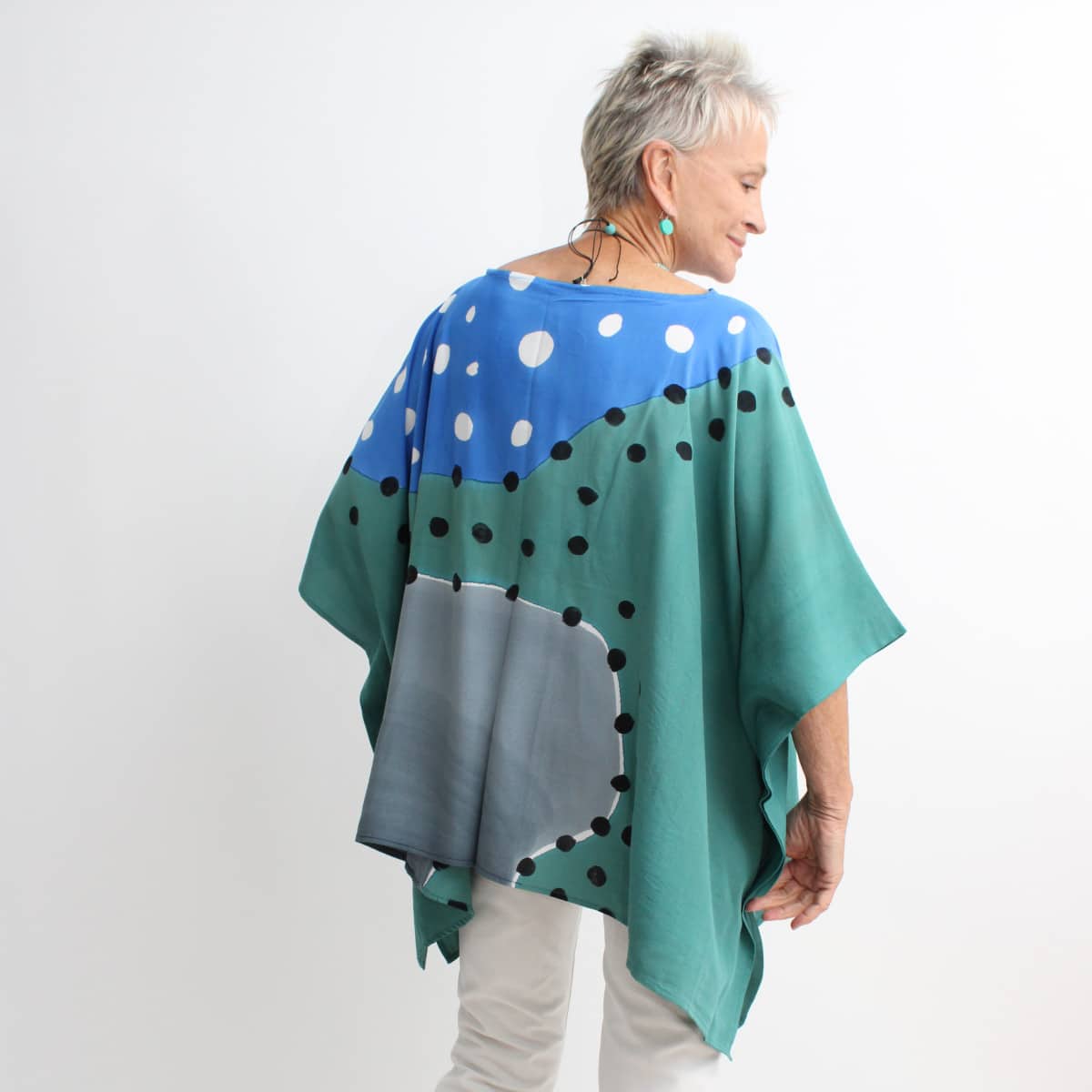 hand painted shirt in blue and aqua