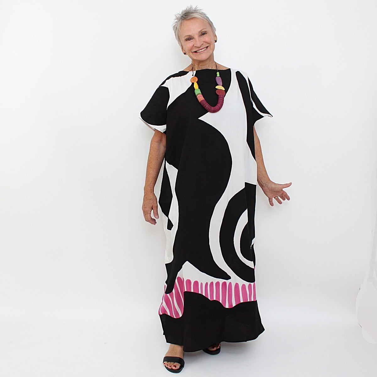 Black and Pink Swirl Kaftan