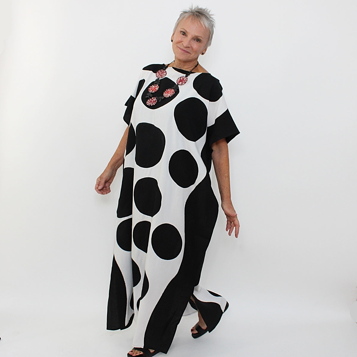 Black and White Polka Dot Kaftan