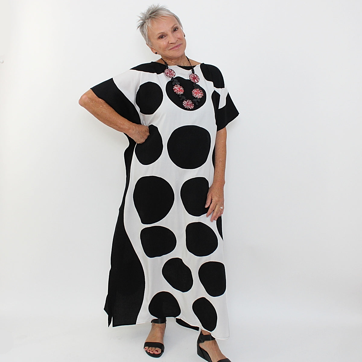 Black and White Polka Dot Kaftan