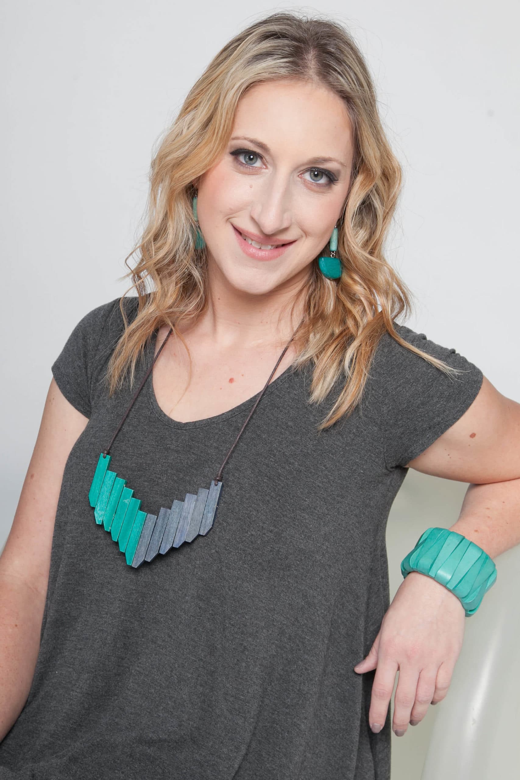 Gray and Teal Ella Necklace - Sylca Designs - Chunky Jewelry