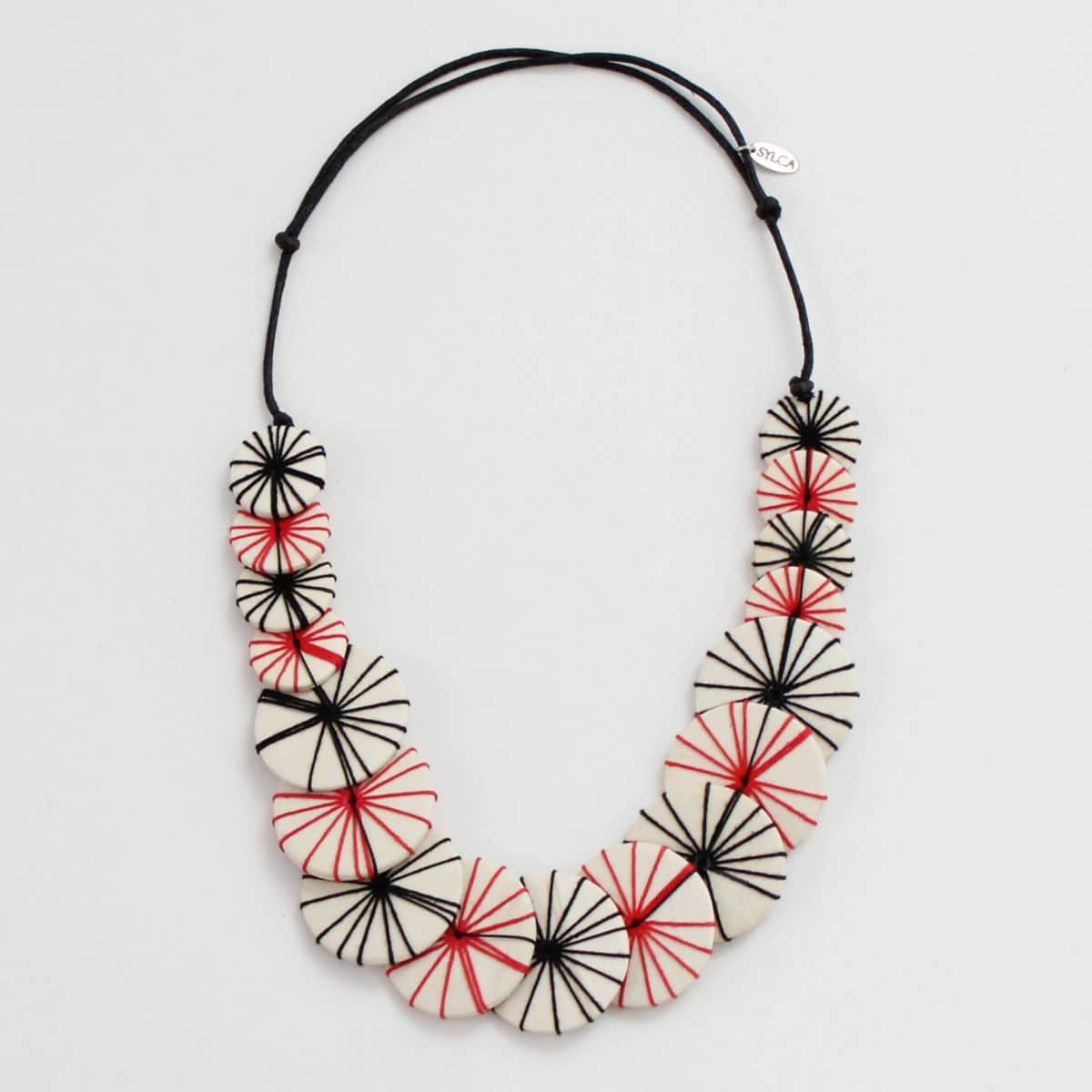 red and black necklace