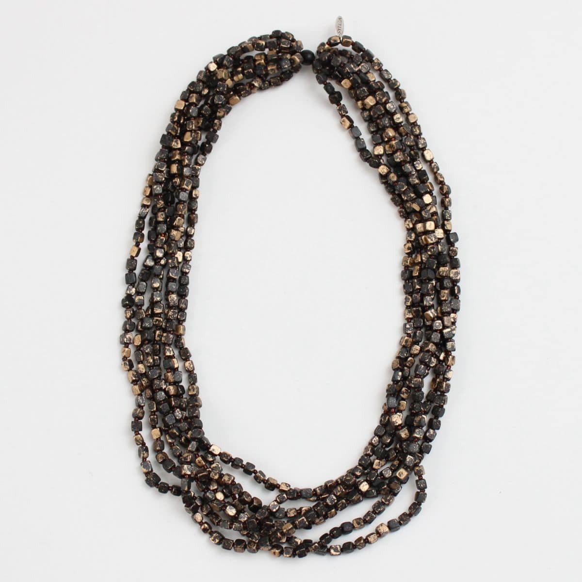 Gold Multi Strand Beaded Lacey Necklace - Sylca Designs - Chunky Jewelry