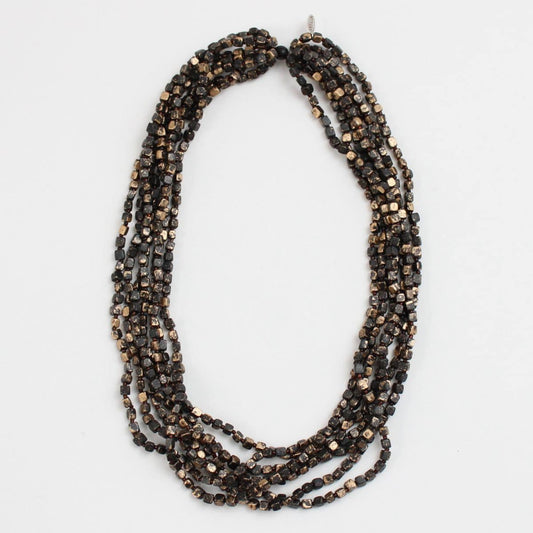 Gold Multi Strand Beaded Lacey Necklace - Sylca Designs - Chunky Jewelry