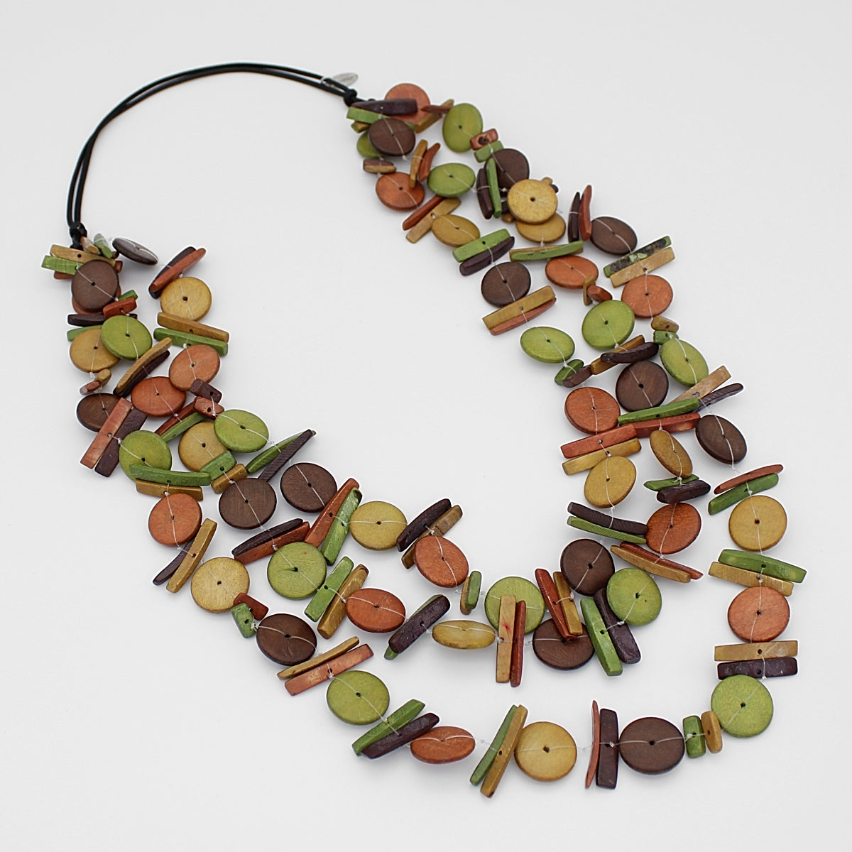Earth Tone Triple Strand Elaine Statement Necklace