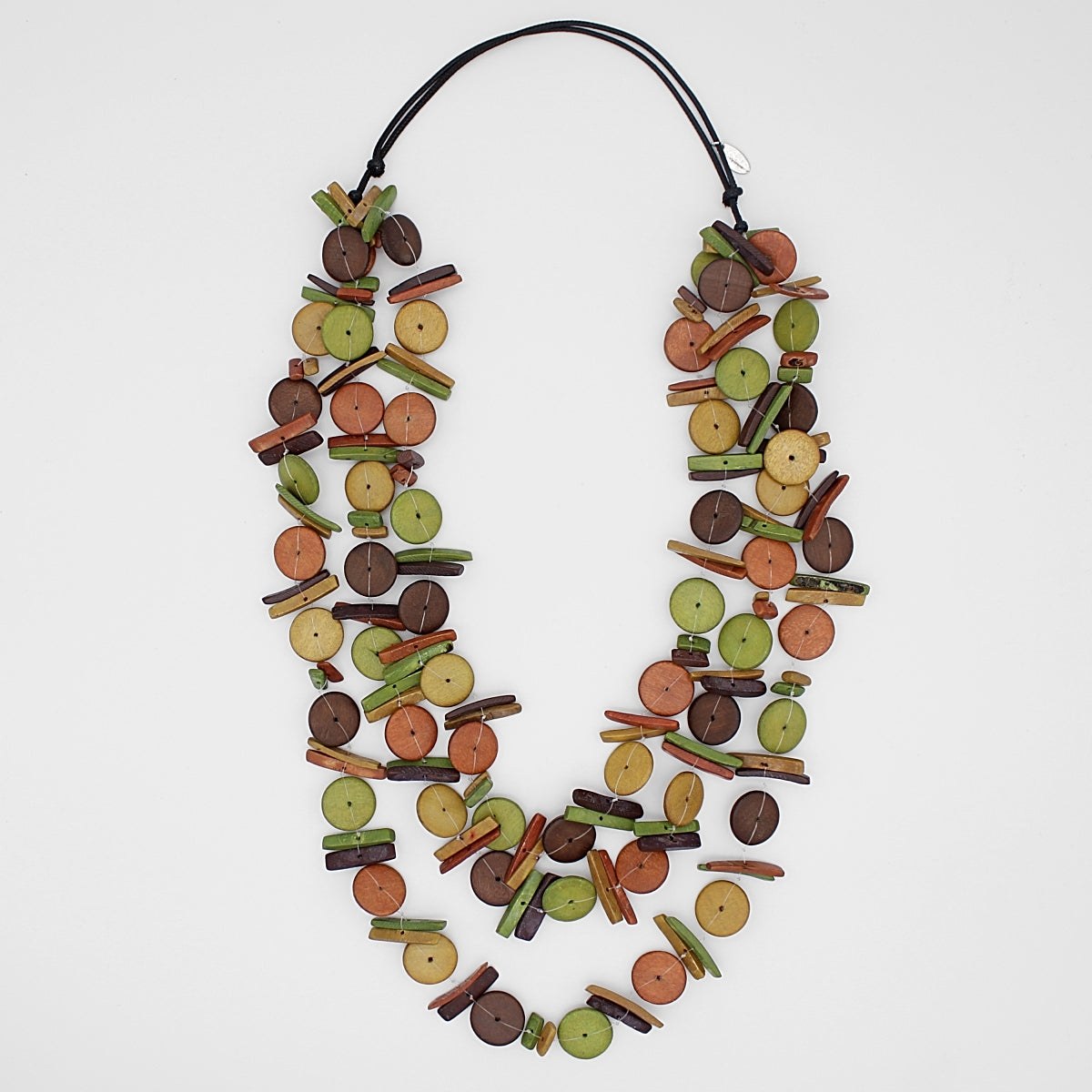 Earth Tone Triple Strand Elaine Statement Necklace