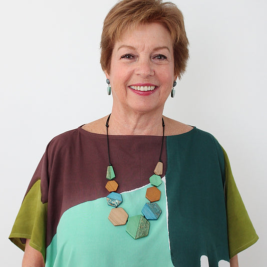 Aqua Hexagon Morgan Necklace - Sylca Designs - Chunky Jewelry