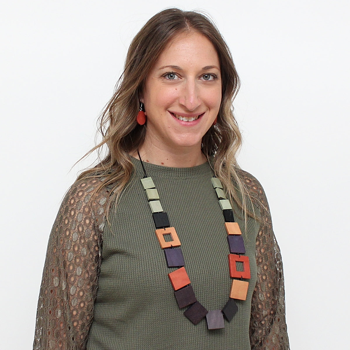 Earth Tone Square Phoebe Necklace