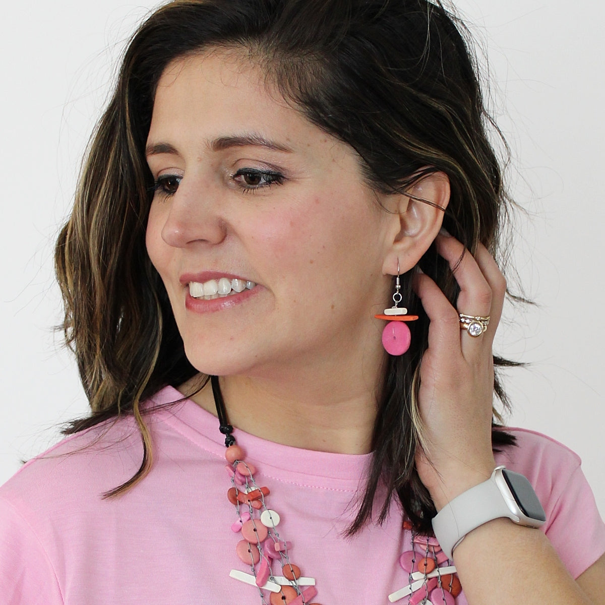 Orange and Pink Elaine Earrings