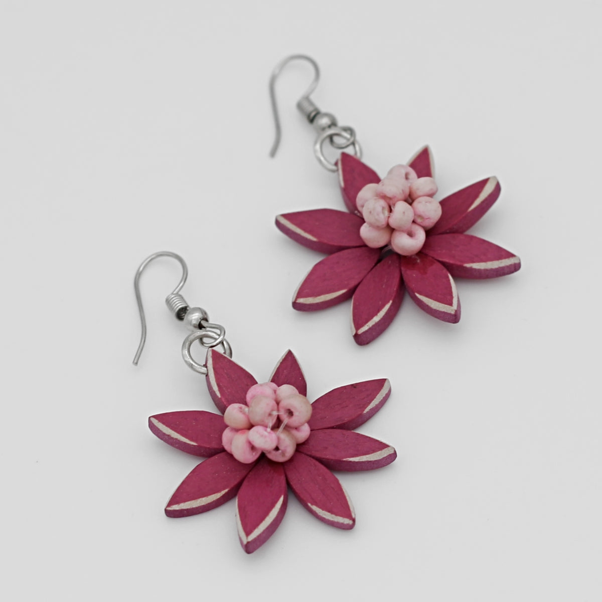 Magenta Amaya Flower Earrings