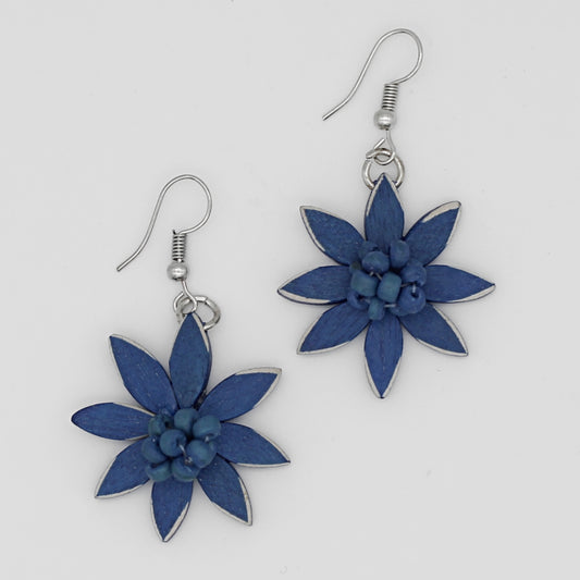 Blue Amaya Flower Earrings - Sylca Designs - Chunky Jewelry