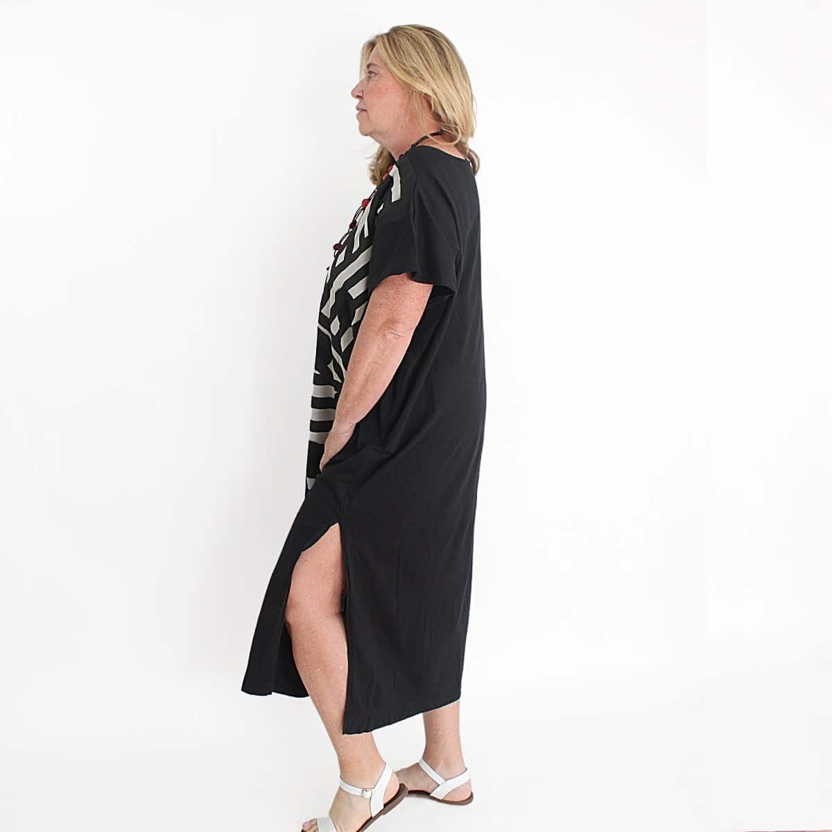Geometric Stripe and Dot Design Caftan - Sylca Designs - Chunky Jewelry