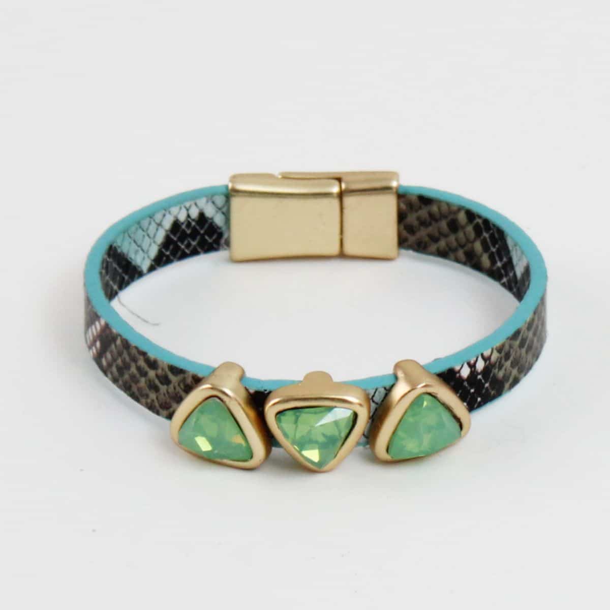 Turquoise Triangle Leather Bracelet by Sylca - Sylca Designs - Chunky Jewelry