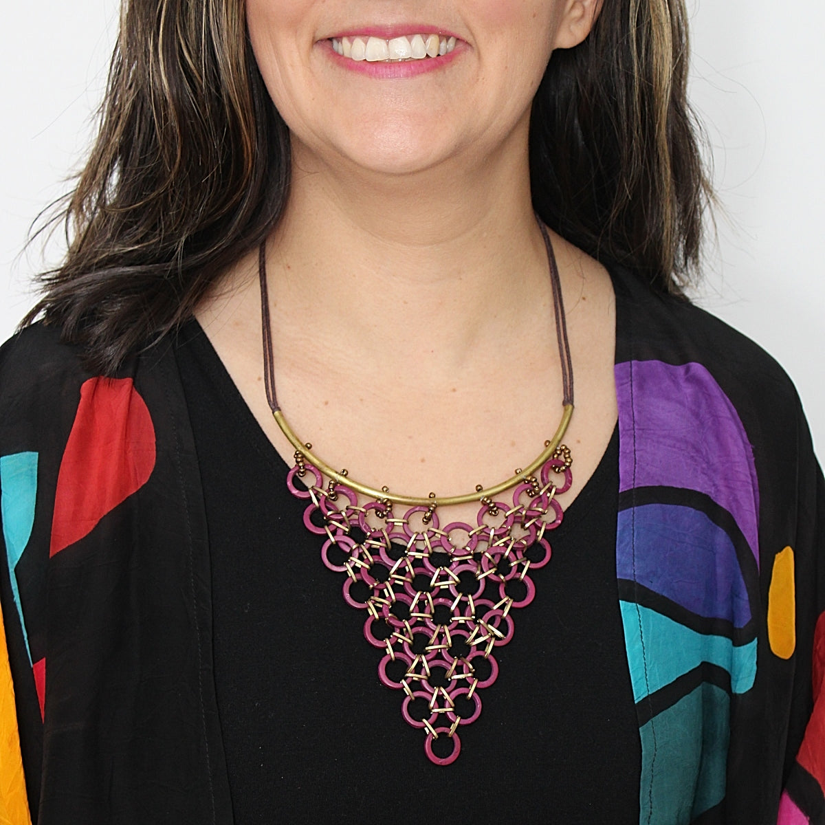 Maroon Coconut Bib Necklace by Sylca