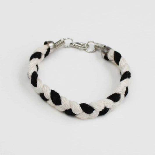 Black and White Braided Bracelet - Sylca Designs - Chunky Jewelry