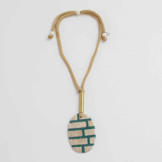 Teal Brick pendant Necklace