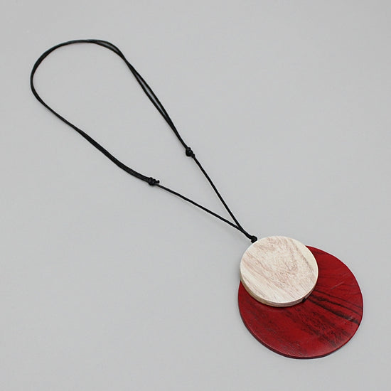 Red Round Double Whitney Pendant - Sylca Designs - Chunky Jewelry
