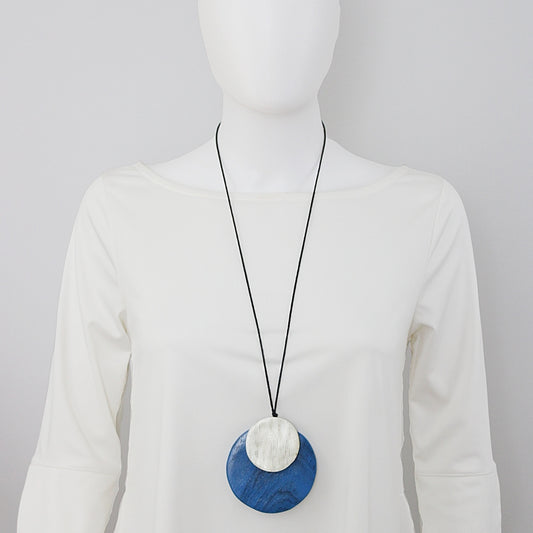 Blue Round Double Whitney Pendant - Sylca Designs - Chunky Jewelry