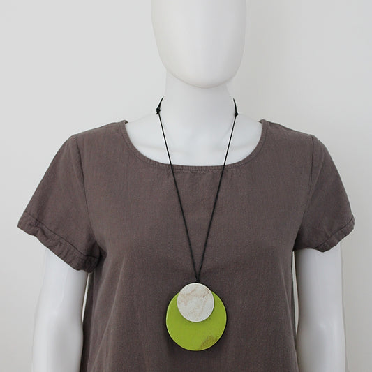 Lime Round Double Whitney Pendant - Sylca Designs - Chunky Jewelry