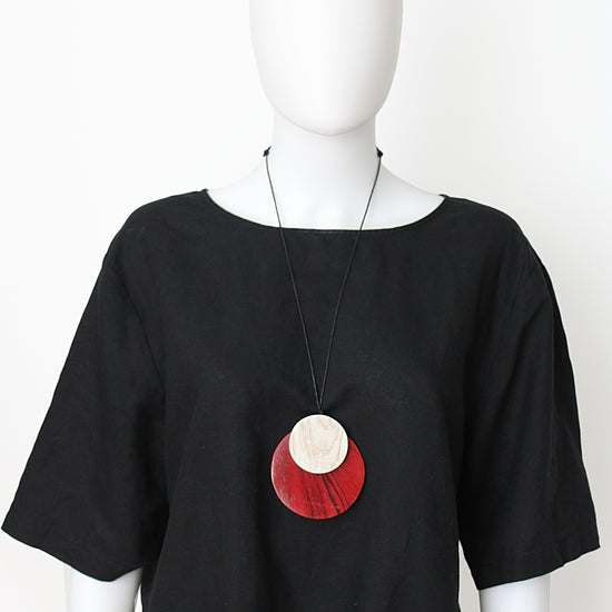 Red Round Double Whitney Pendant - Sylca Designs - Chunky Jewelry