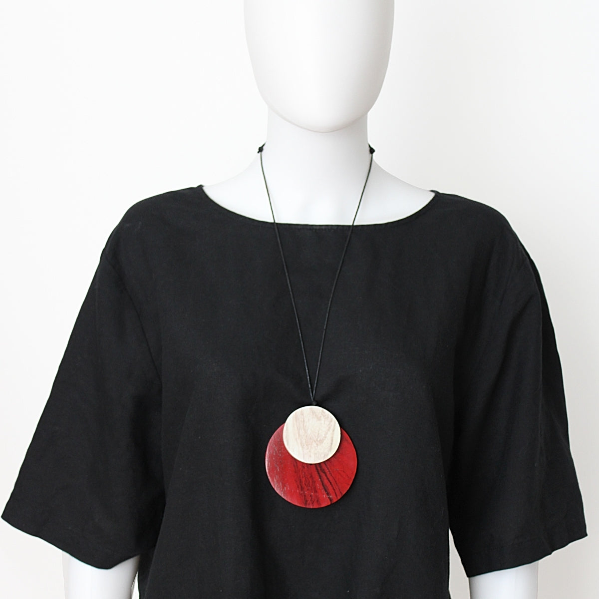 Red Round Double Whitney Pendant - Sylca Designs - Chunky Jewelry