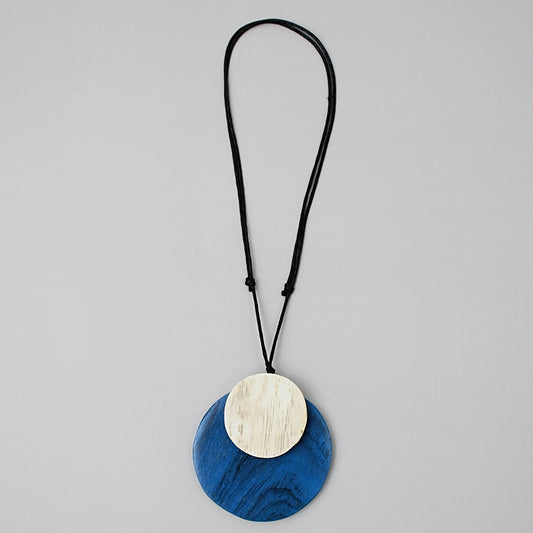 Blue Round Double Whitney Pendant - Sylca Designs - Chunky Jewelry