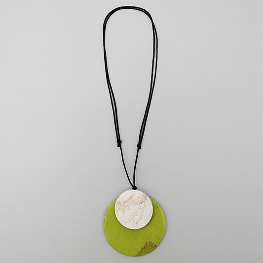 Lime Round Double Whitney Pendant - Sylca Designs - Chunky Jewelry