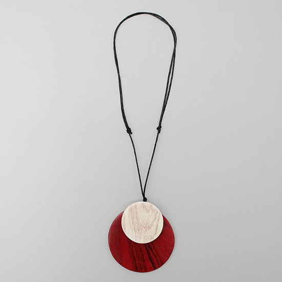 Red Round Double Whitney Pendant - Sylca Designs - Chunky Jewelry
