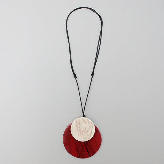Red Round Double Whitney Pendant - Sylca Designs - Chunky Jewelry