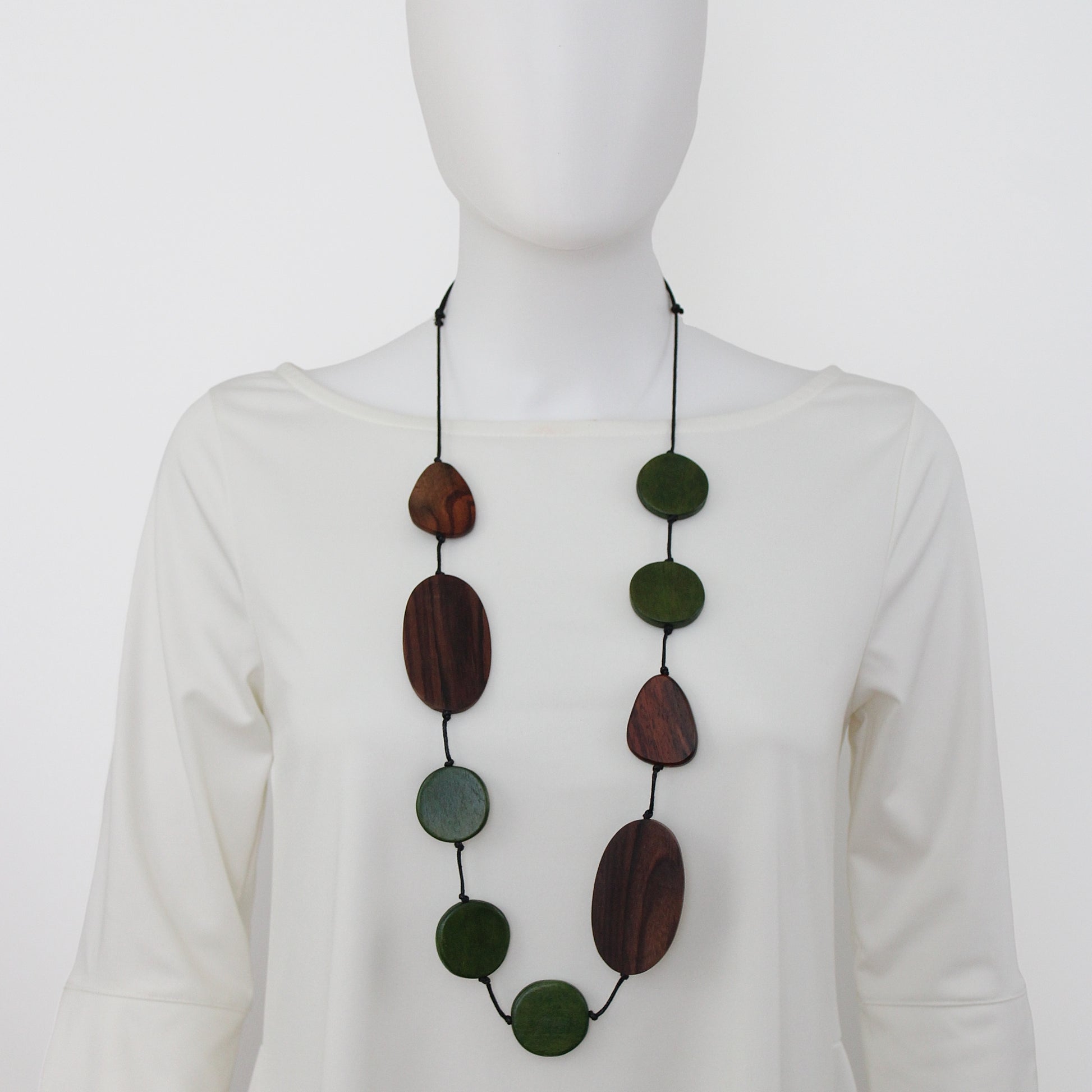 Green and Wood Emory Necklace - Sylca Designs - Chunky Jewelry