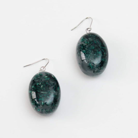 Green Speckled Oval Thea Earring - Sylca Designs - Chunky Jewelry