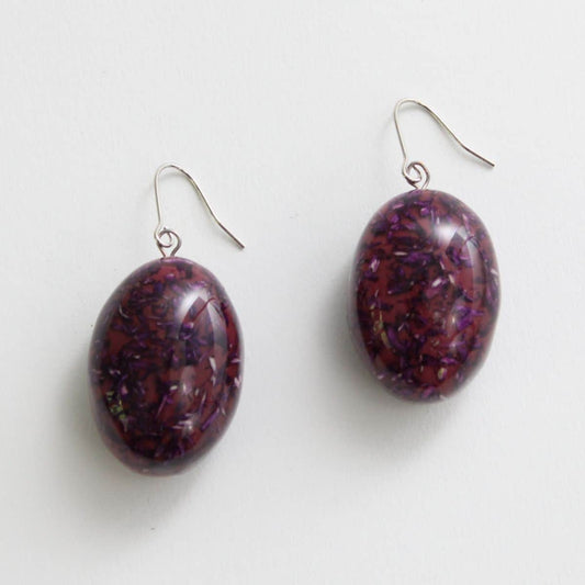 Deep Red Speckled Oval Thea Earring - Sylca Designs - Chunky Jewelry