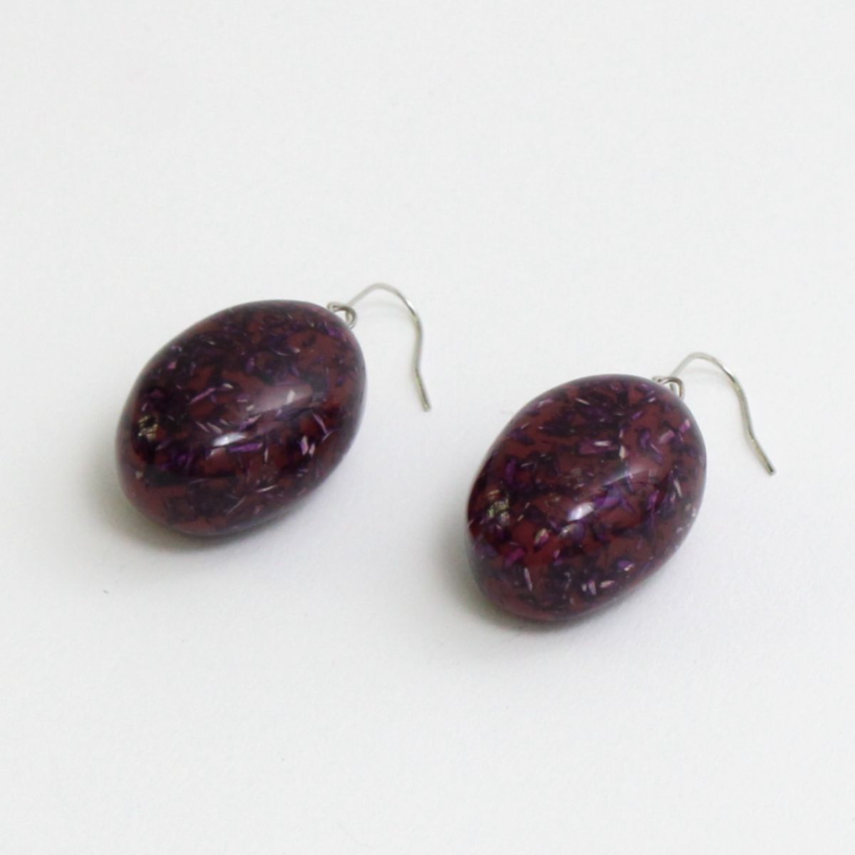 Deep Red Speckled Oval Thea Earring - Sylca Designs - Chunky Jewelry