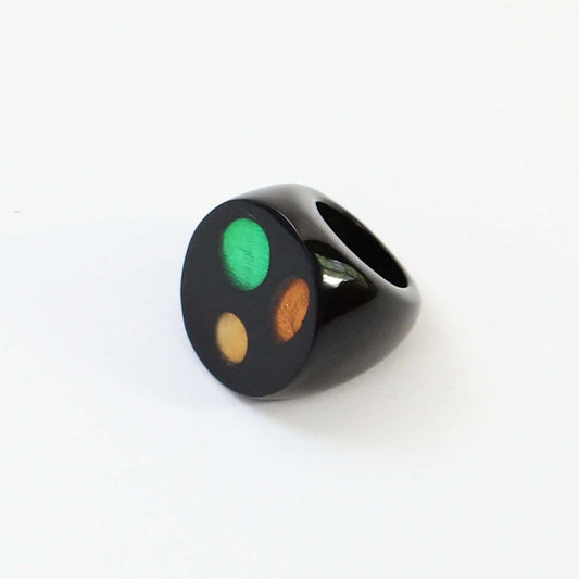 Three Dot Yellow and Green Ring - Sylca Designs - Chunky Jewelry