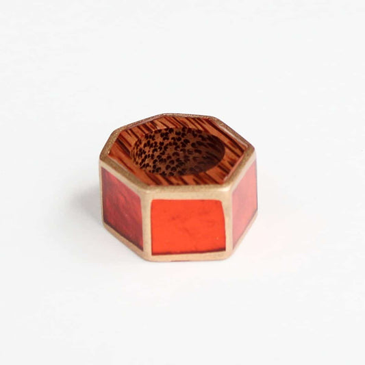Orange and Gold Geometric Ring by Sylca - Sylca Designs - Chunky Jewelry