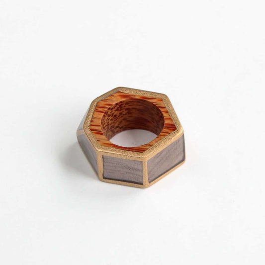 Grey and Gold Geometric Ring by Sylca - Sylca Designs - Chunky Jewelry