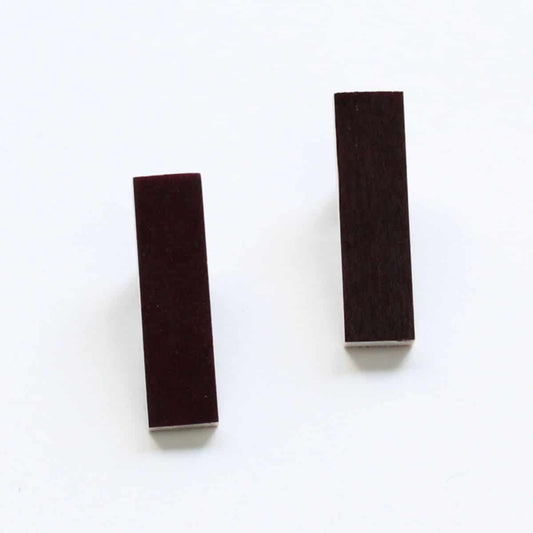 Rectangle Wooden Post in Maroon - Sylca Designs - Chunky Jewelry