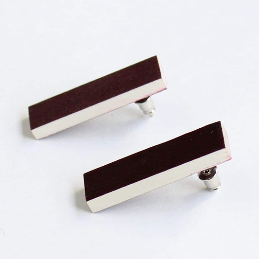 Rectangle Wooden Post in Maroon - Sylca Designs - Chunky Jewelry