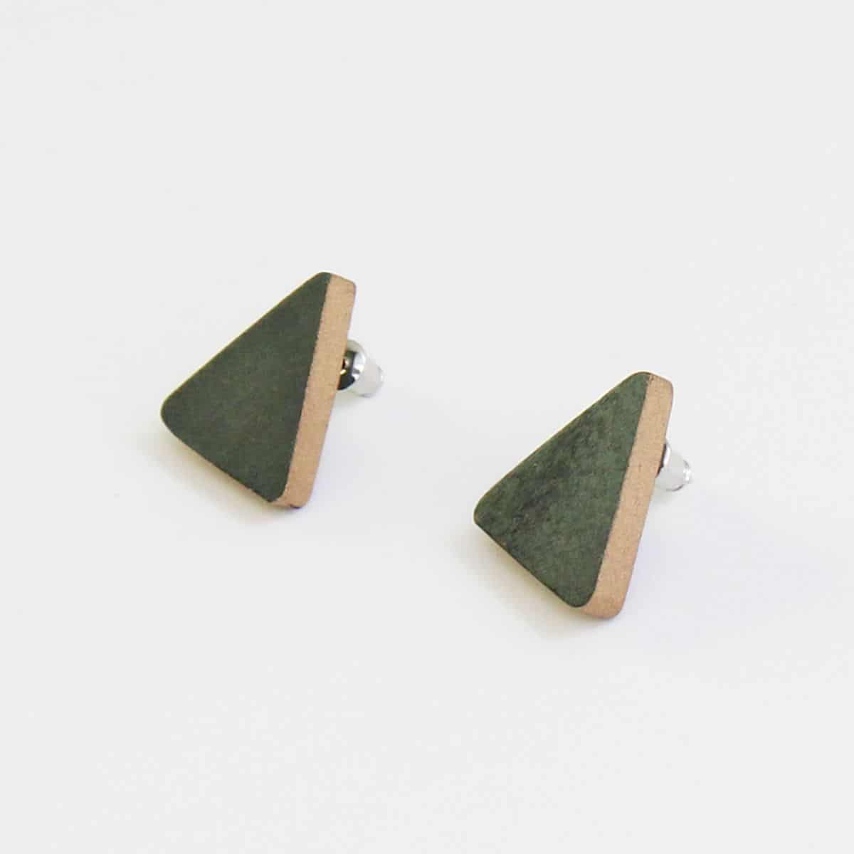Triangle Wooden Post in Sage Green - Sylca Designs - Chunky Jewelry