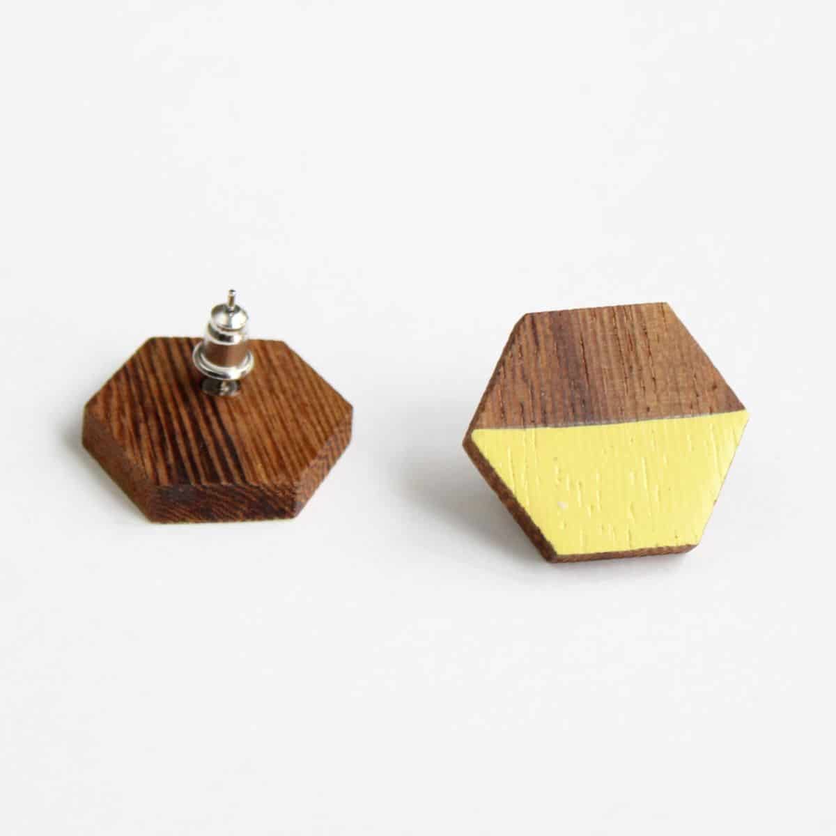 Hexagon Wooden Post in Yellow - Sylca Designs - Chunky Jewelry