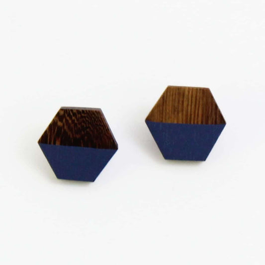 Hexagon Wooden Post in Periwinkle - Sylca Designs - Chunky Jewelry