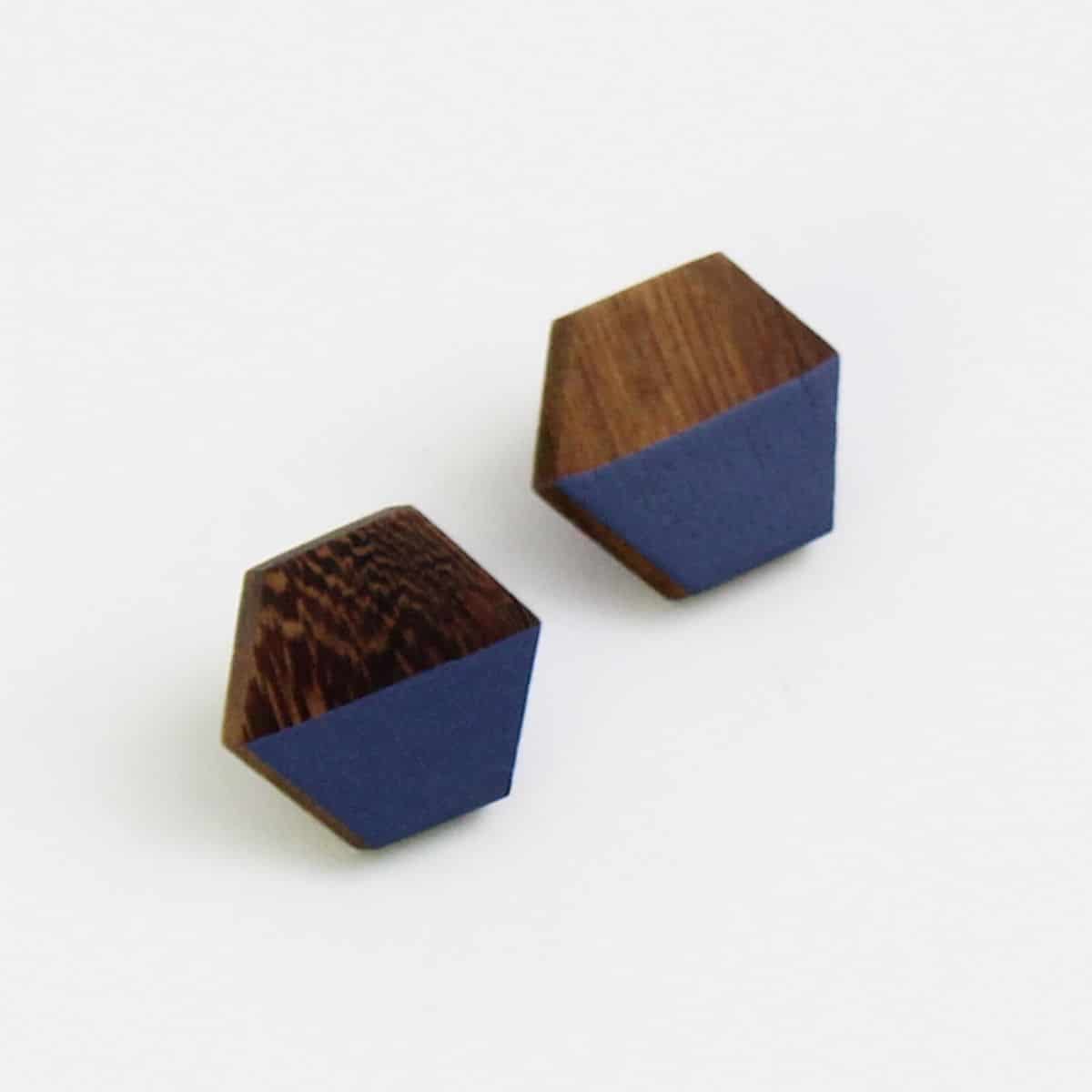 Hexagon Wooden Post in Periwinkle - Sylca Designs - Chunky Jewelry