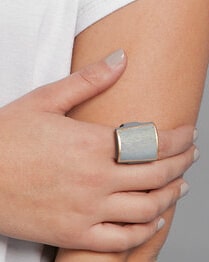 Turquoise Wooden Ring with Gold Trim - Sylca Designs - Chunky Jewelry