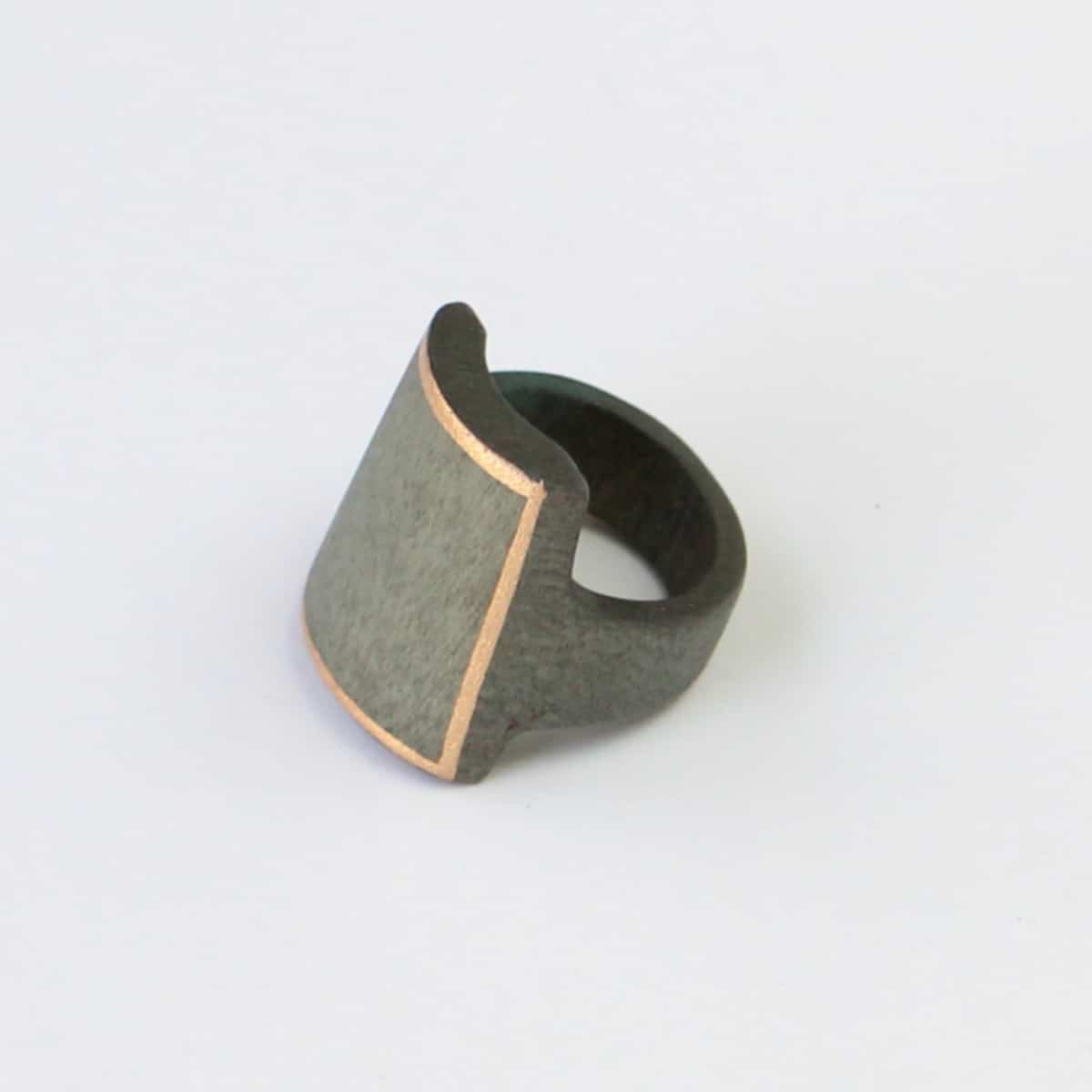 Sage Wooden Ring with Gold Trim - Sylca Designs - Chunky Jewelry