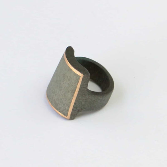 Sage Wooden Ring with Gold Trim - Sylca Designs - Chunky Jewelry