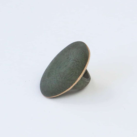 Gray Oval Ring with Gold Trim - Sylca Designs - Chunky Jewelry